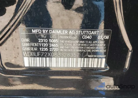 2008 Mercedes-Benz E 550 z USA, uszkodzony, nr VIN WDBUF72X08B328357